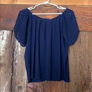 Sheer navy silk tie back shirt